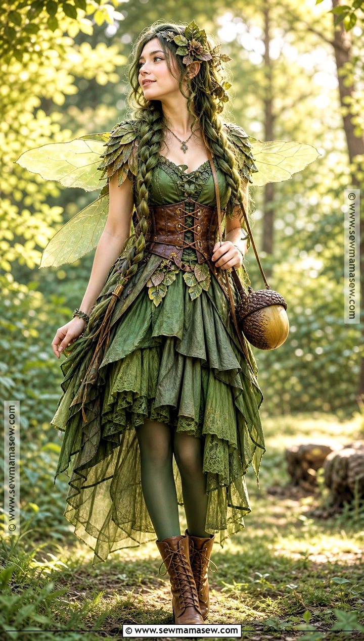 Forest Fairy Costume With Leafy Green Hair - 30 green hair halloween costumes