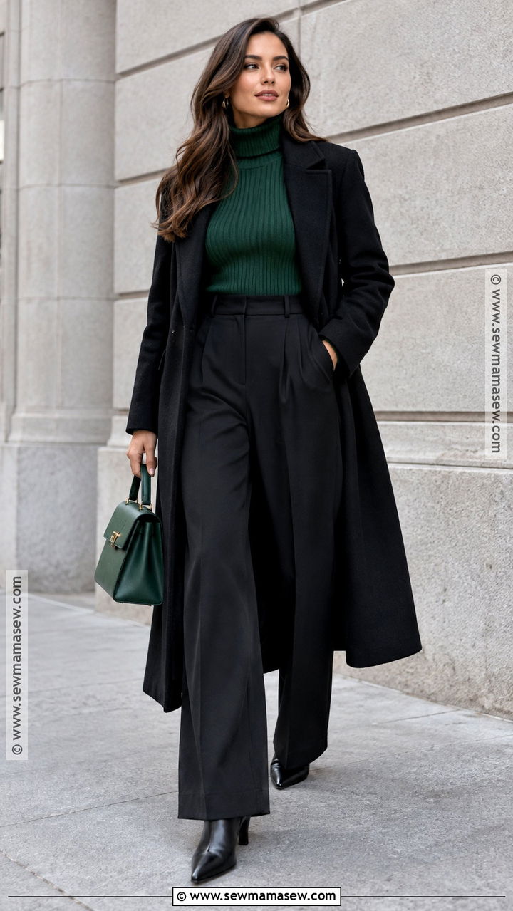 Forest Green And Black Fall Outfit - 20 fall colours outfit ideas