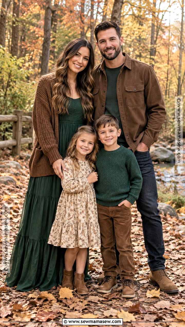 Forest Green And Brown Fall Family Picture Outfit - 25 casual fall family picture outfits
