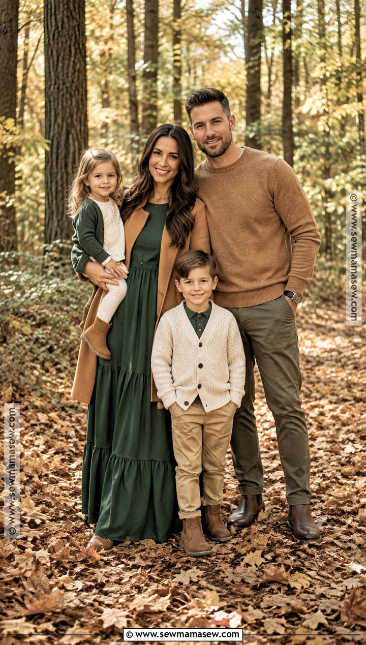Forest Green And Camel Fall Family Outfit - 20 fall family outfit ideas