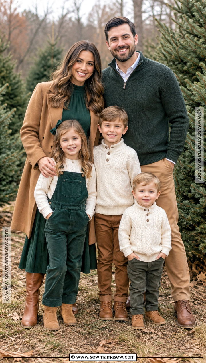 Forest Green And Camel Fall Family Photo Outfits - 15 Fall Family Photos Outfit Ideas