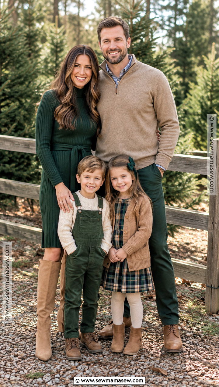 Forest Green And Camel Fall Family Picture Outfits - 15 Family Pictures Matching Outfits Fall