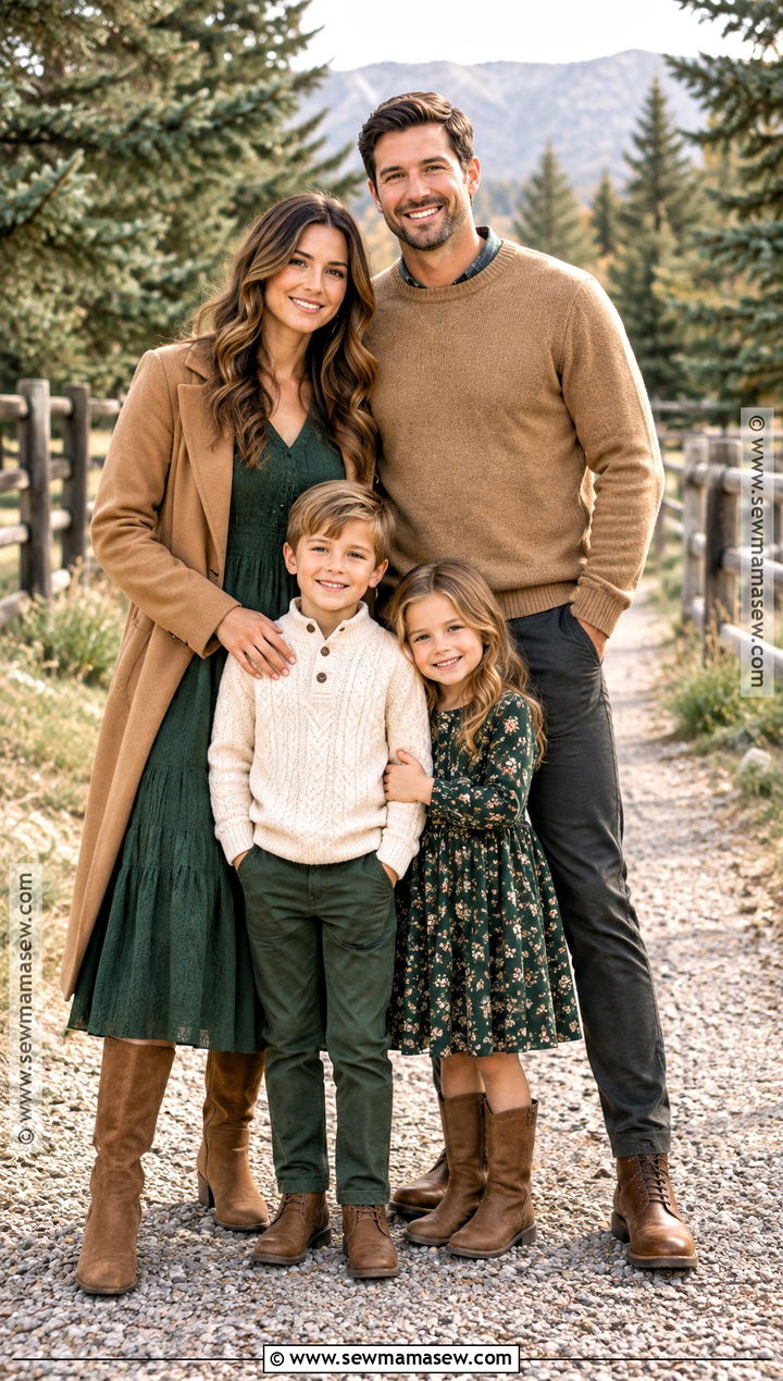 Forest Green And Camel Fall Family Picture Outfits - 15 fall family pictures outfits country