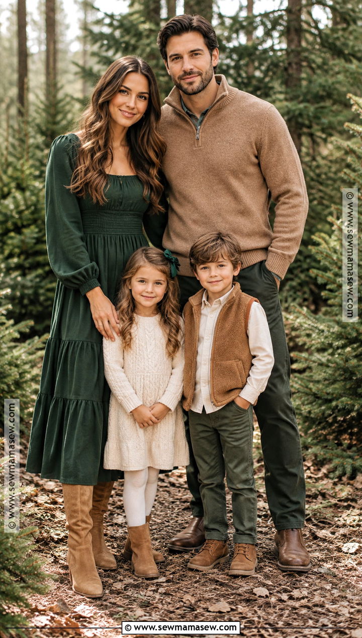 Forest Green And Camel Fall Family Session Outfit - 15 fall session outfits for family