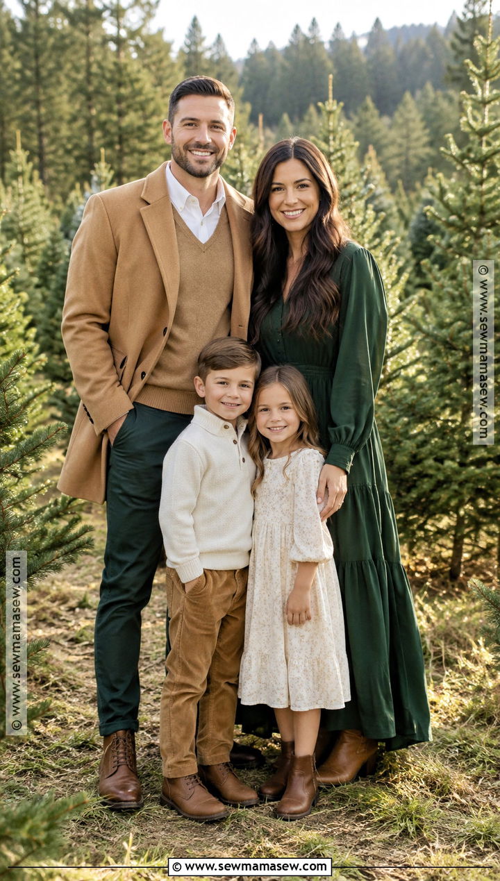 Forest Green And Camel Family Fall Photo Outfit - 15 family fall pics outfits