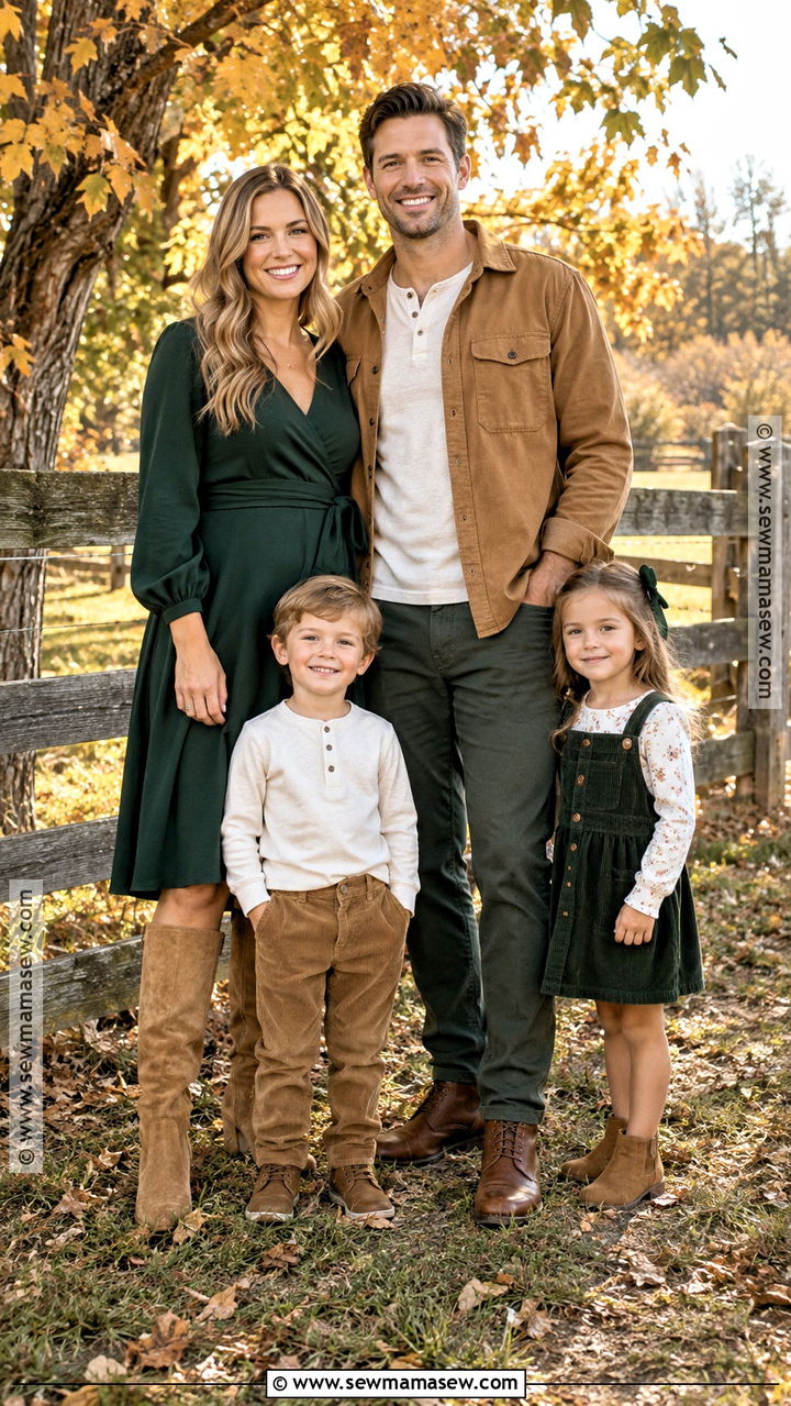 Forest Green And Camel Family Photo Outfit - 20 fall family pictures outfits green