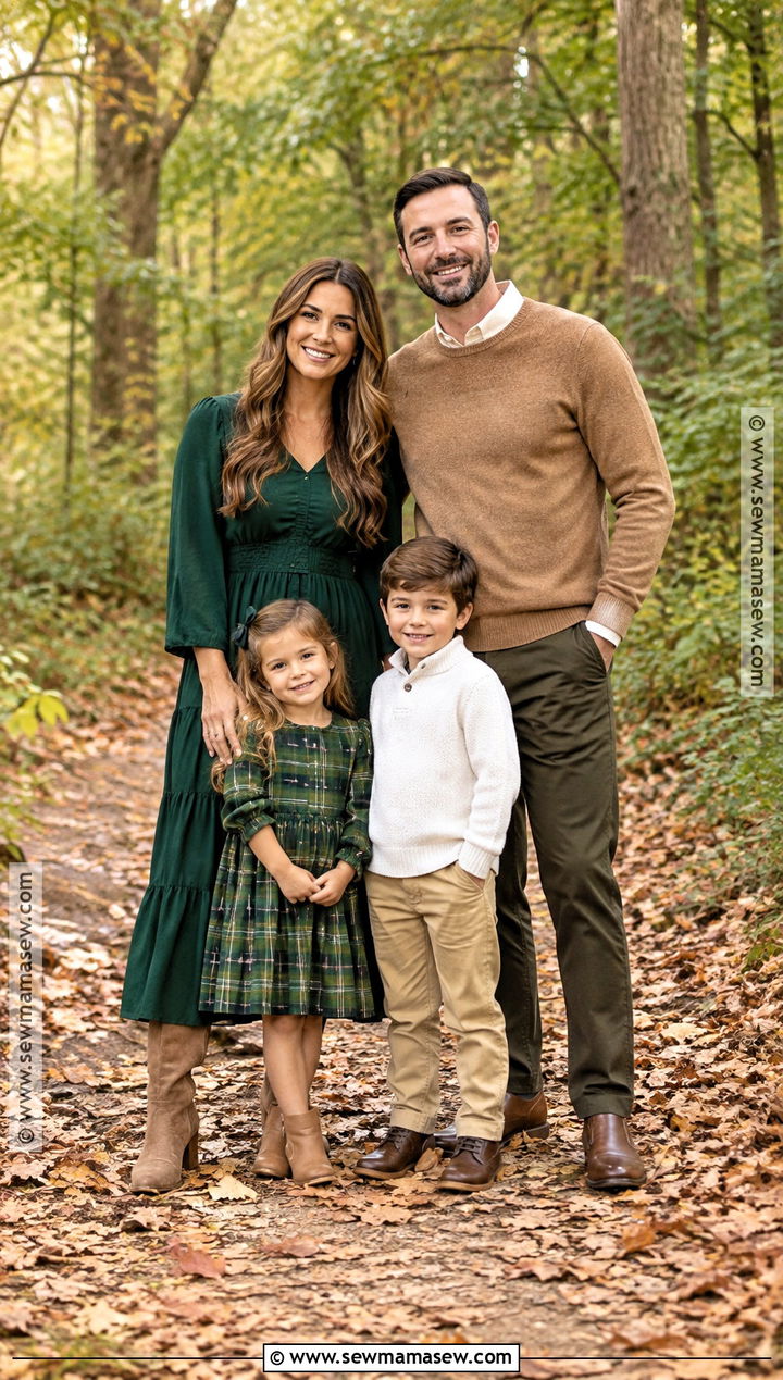Forest Green And Camel September Family Photo Outfits - 20 family photo outfits september