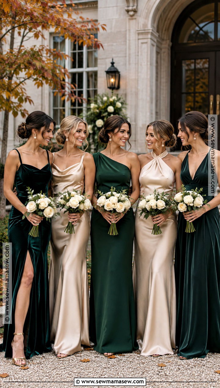 Forest Green And Champagne Bridesmaid Dresses - 20 bridesmaid dresses mismatched fall