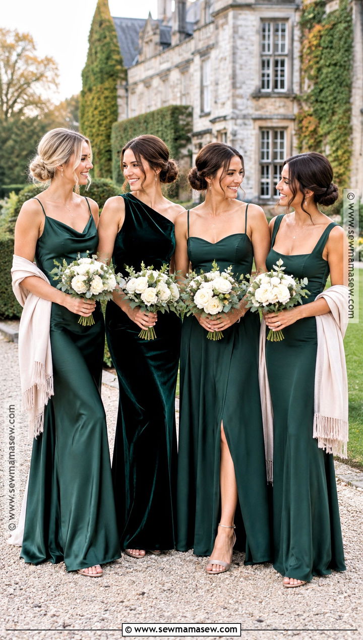 Forest Green And Champagne Bridesmaid Dresses - 15 Fall Wedding Color Schemes October Bridesmaid Dress Ideas