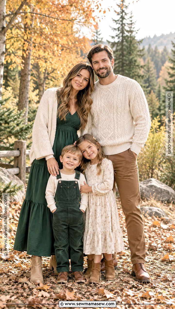 Forest Green And Cream Fall Family Photo Outfits - 15 fall photography family outfits