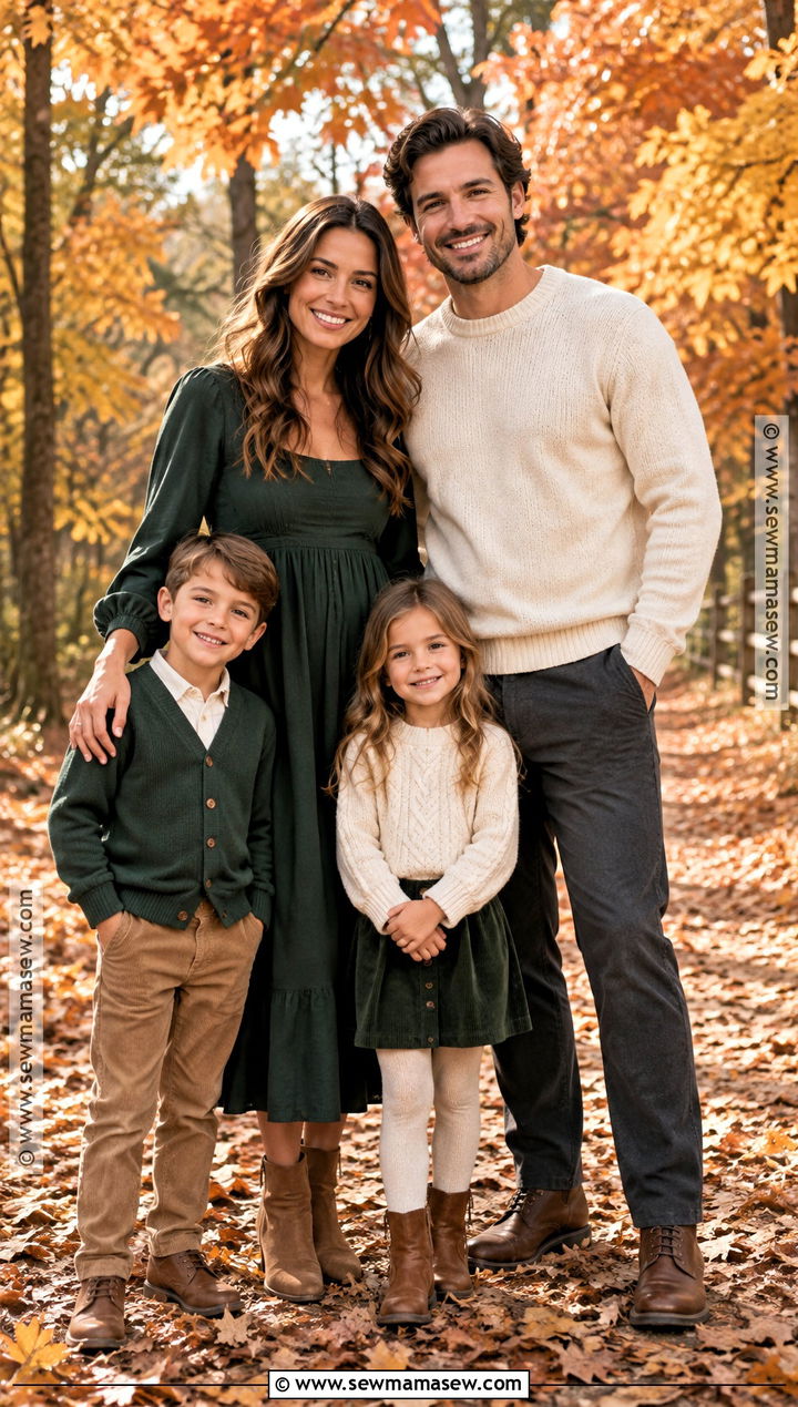 Forest Green And Cream Fall Family Picture Outfit - 25 outdoor fall family pictures outfits
