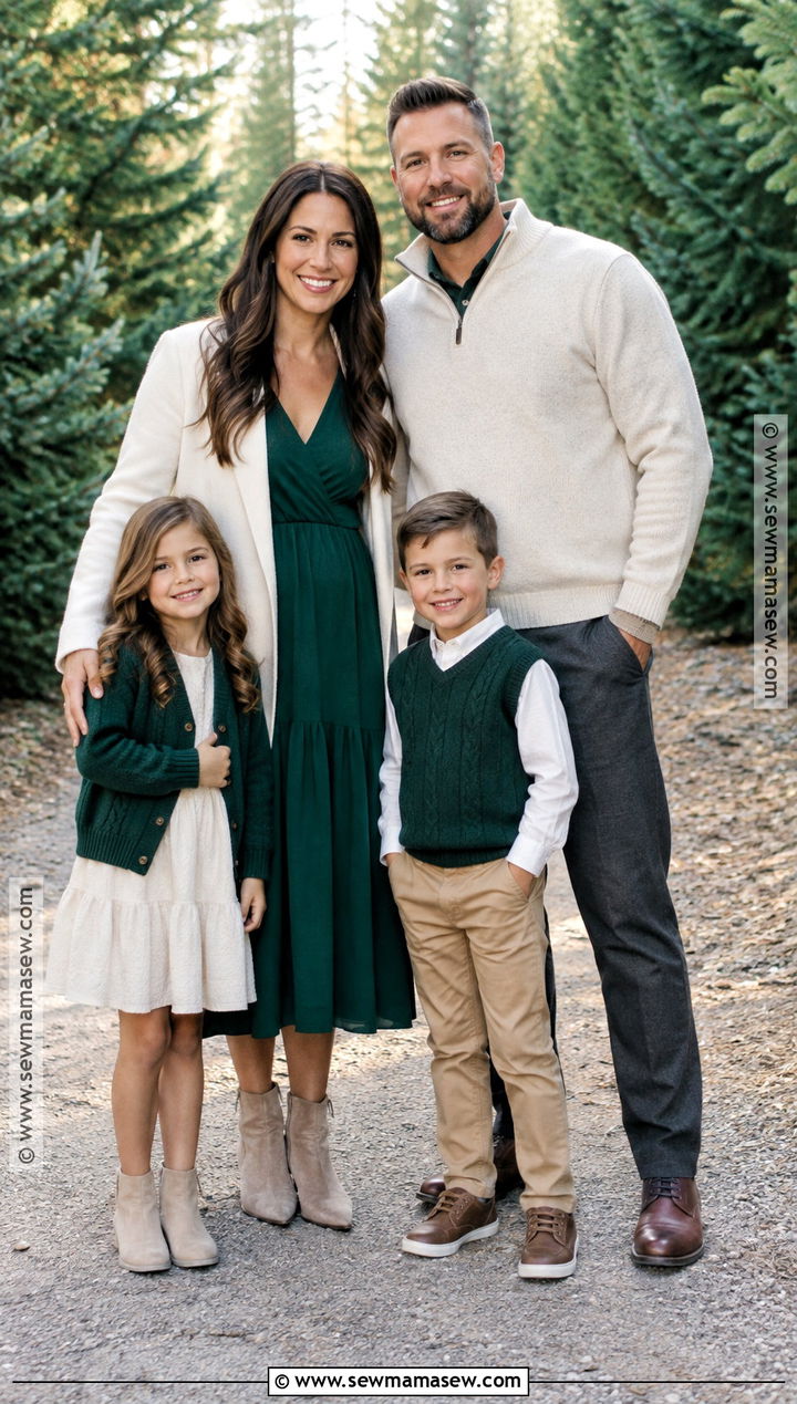 Forest Green And Cream Fall Family Portrait Outfits - 15 family portraits outfits fall