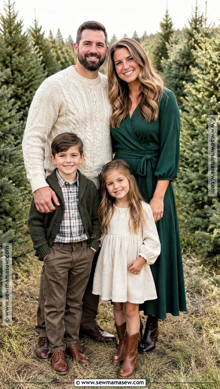 Forest Green And Cream Family Fall Picture Outfit - 25 family fall pictures outfits
