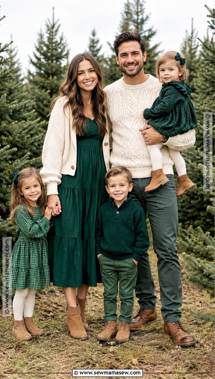 Forest Green And Cream Family Photo Outfits - 20 fall winter family photo outfits