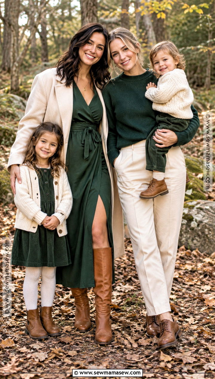 Forest Green And Cream Lesbian Fall Family Picture Outfit - 15 lesbian fall family pictures outfits