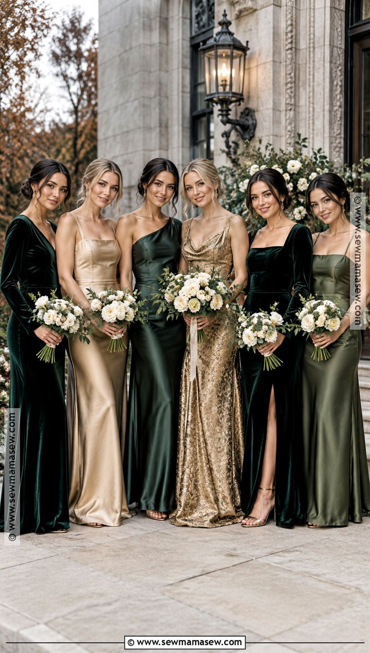 Forest Green And Gold Bridesmaid Dresses - 20 fall bridesmaid dresses mismatched