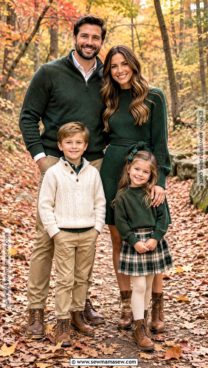 Forest Green And Khaki Fall Family Photo Outfit - 25 fall family photos outfits