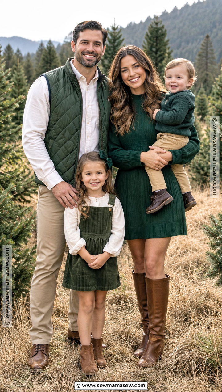 Forest Green And Khaki Family Fall Picture Outfits - 15 cute family fall picture outfits