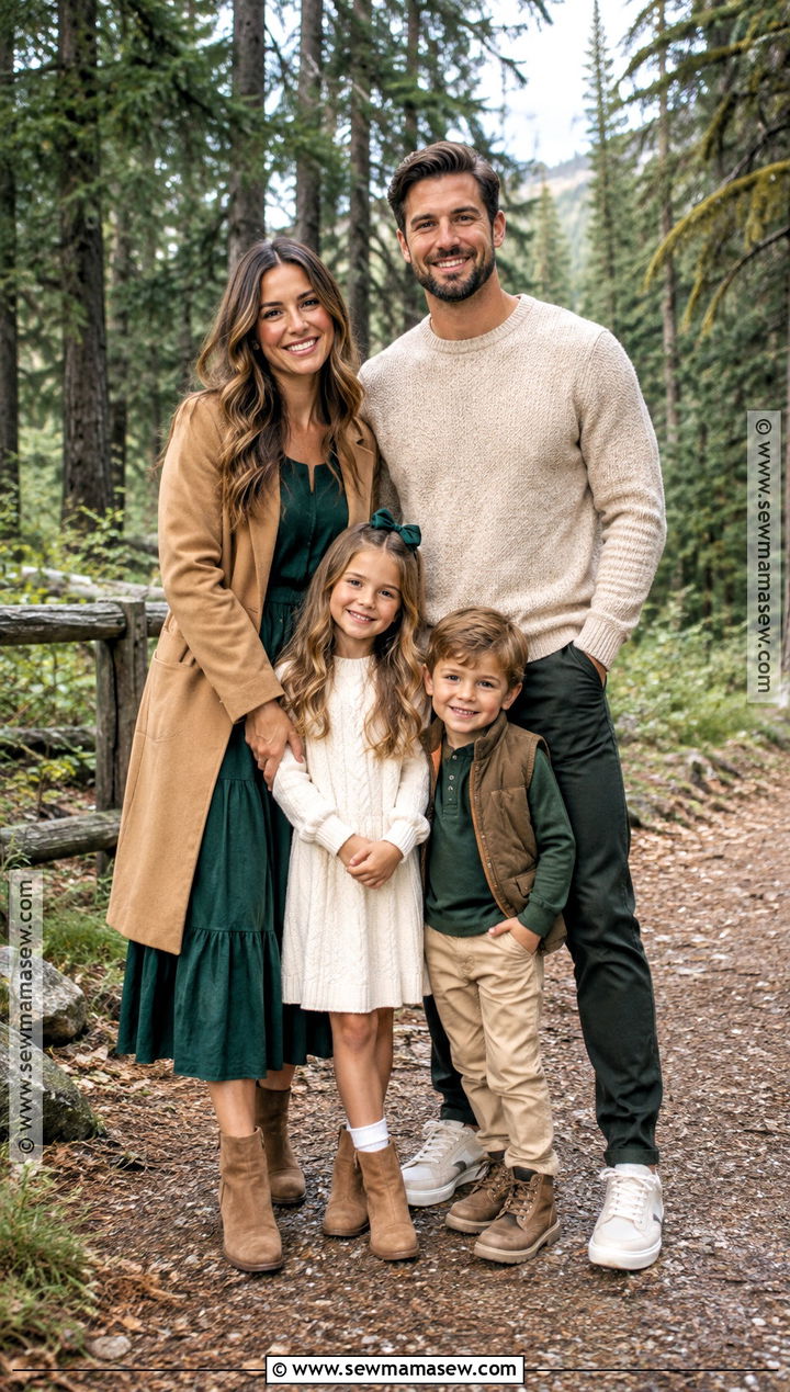 Forest Green And Oatmeal Fall Family Photoshoot Outfit - 20 fall family photoshoot outfits