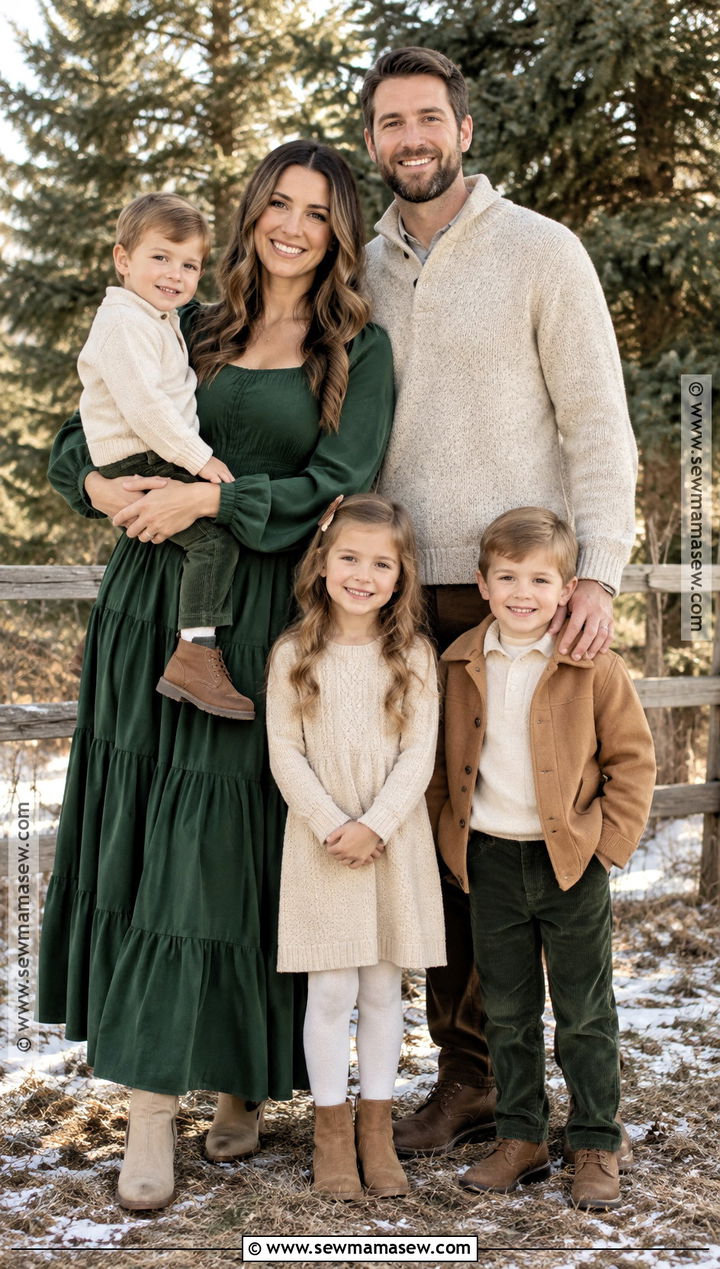 Forest Green And Oatmeal Family Portrait Outfit - 20 Fall Family Portraits Outfits