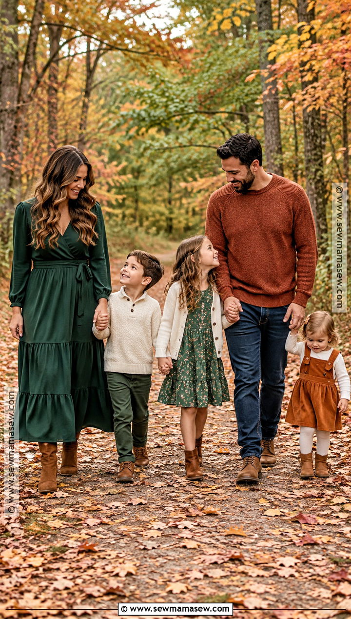Forest Green And Rust Fall Family Photo Outfits - 20 green fall family photo outfits