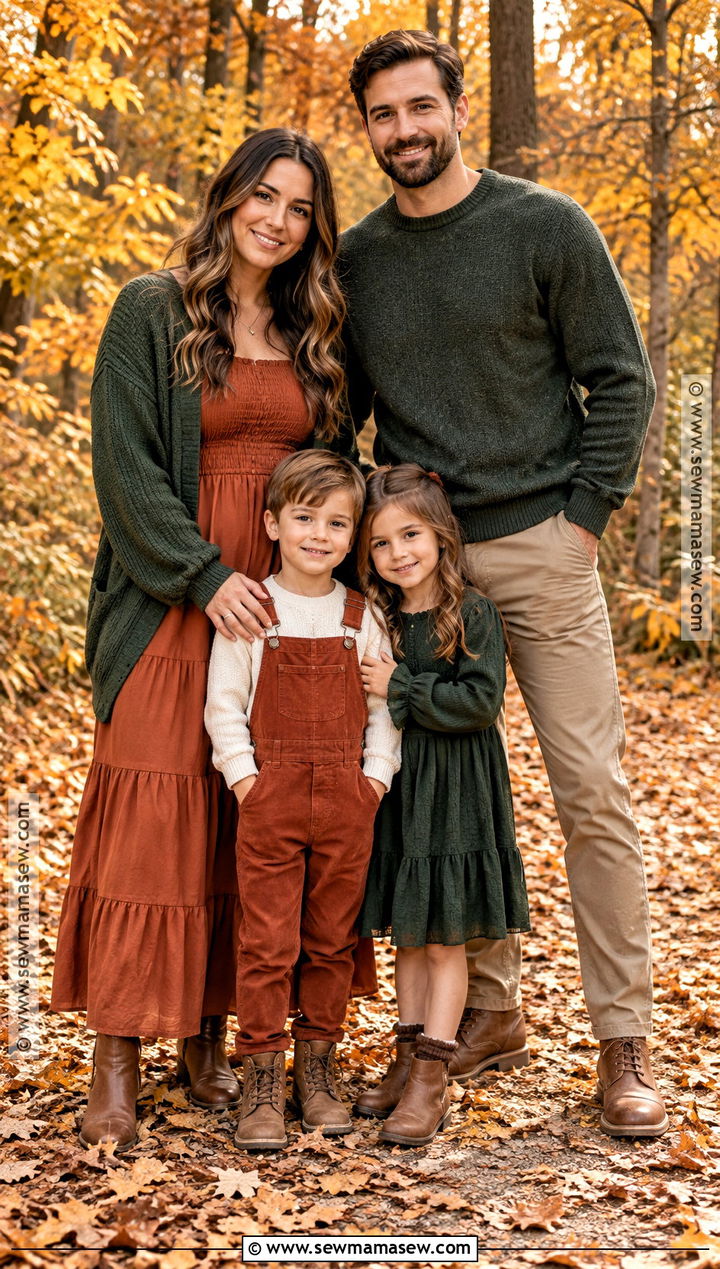 Forest Green And Rust Family Photo Outfit - 15 fall family pictures outfits 2026 green