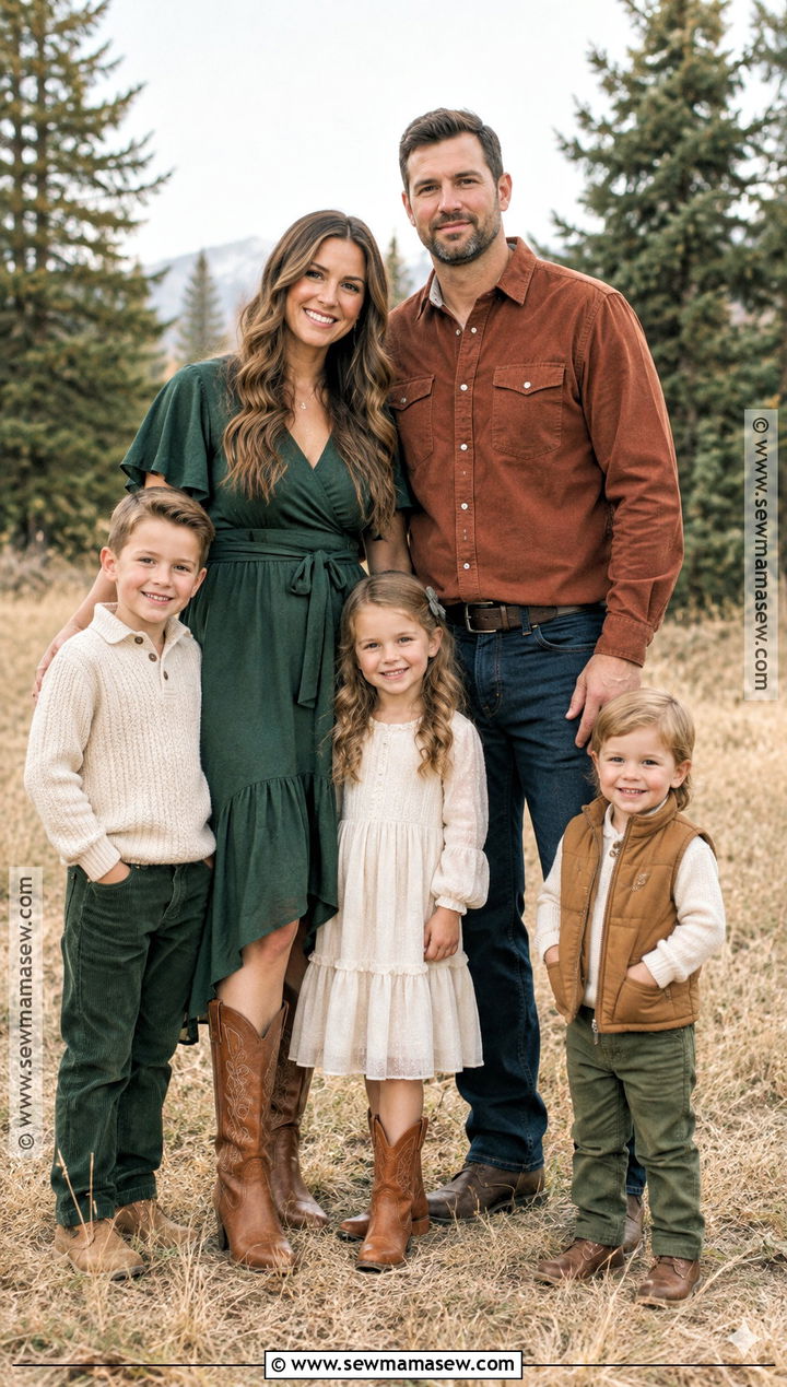 Forest Green And Rust Western Family Outfit - 20 fall family pictures outfits western