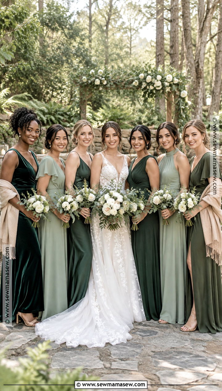 Forest Green And Sage Mismatched Bridesmaid Dresses - 20 mismatch bridesmaid dresses fall