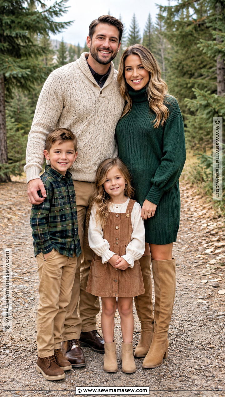 Forest Green And Tan Fall Family Photo Outfit - 15 fall photo outfits for family