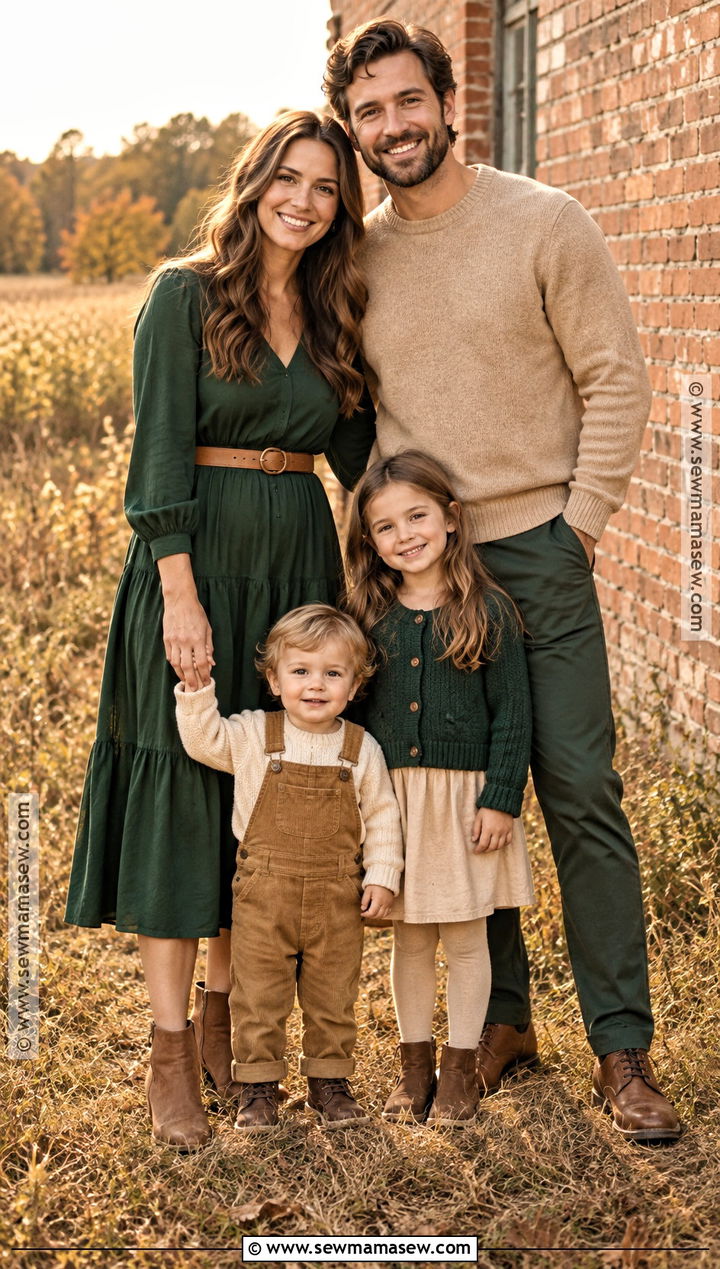 Forest Green And Tan Fall Family Photo Outfits - 20 cute fall family photo outfits