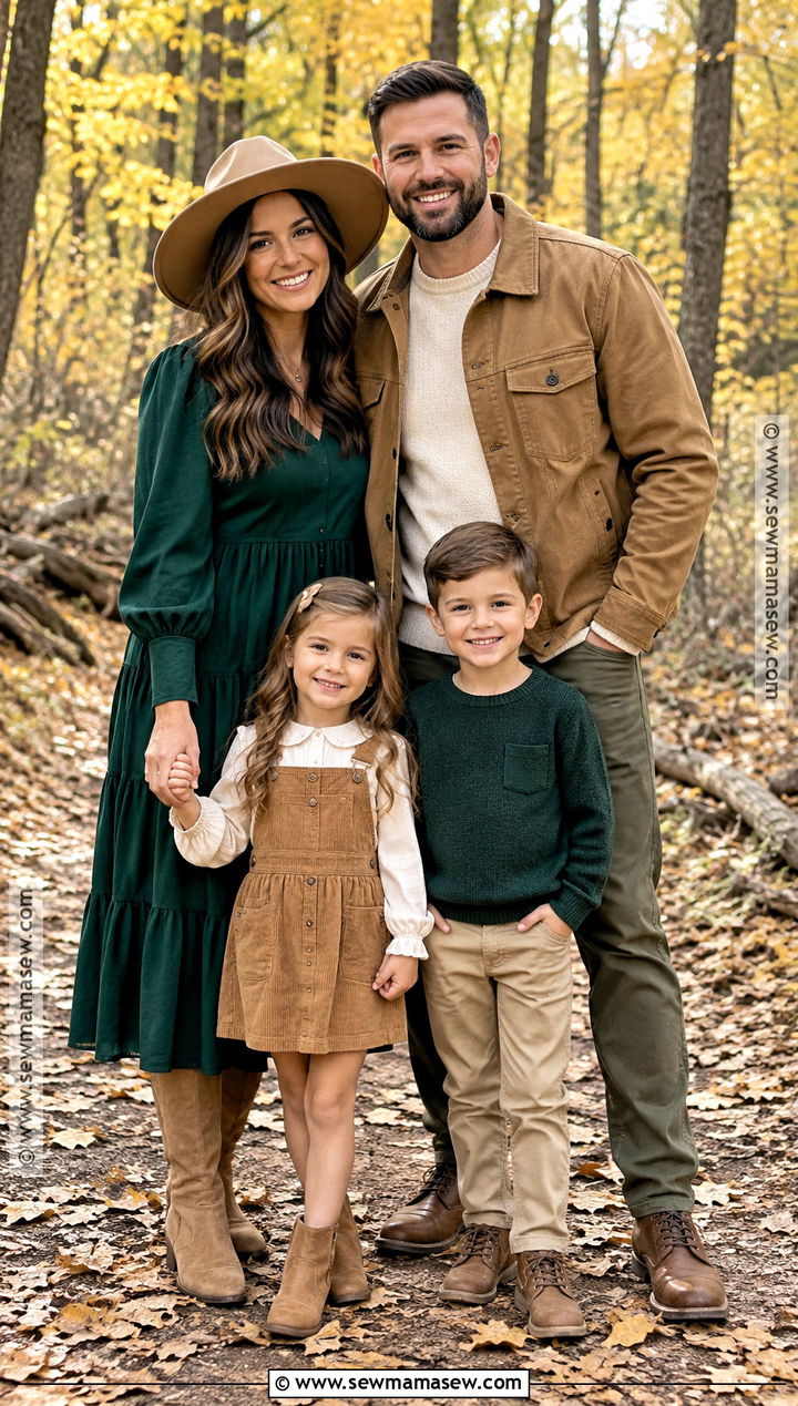 Forest Green And Tan Fall Family Photo Outfits - 15 fall outdoor family photo outfit ideas