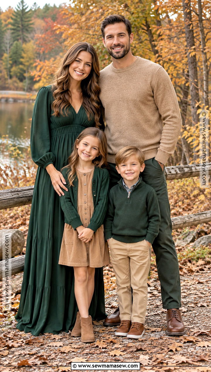 Forest Green And Tan Fall Family Picture Outfit - 15 clothes for fall family pictures