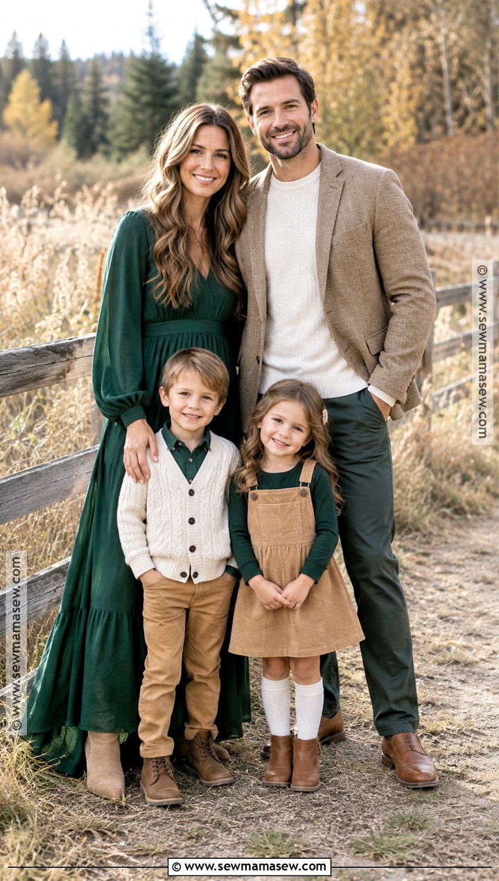 Forest Green And Tan Fall Family Picture Outfits - 15 fall family pictures outfits 4 people