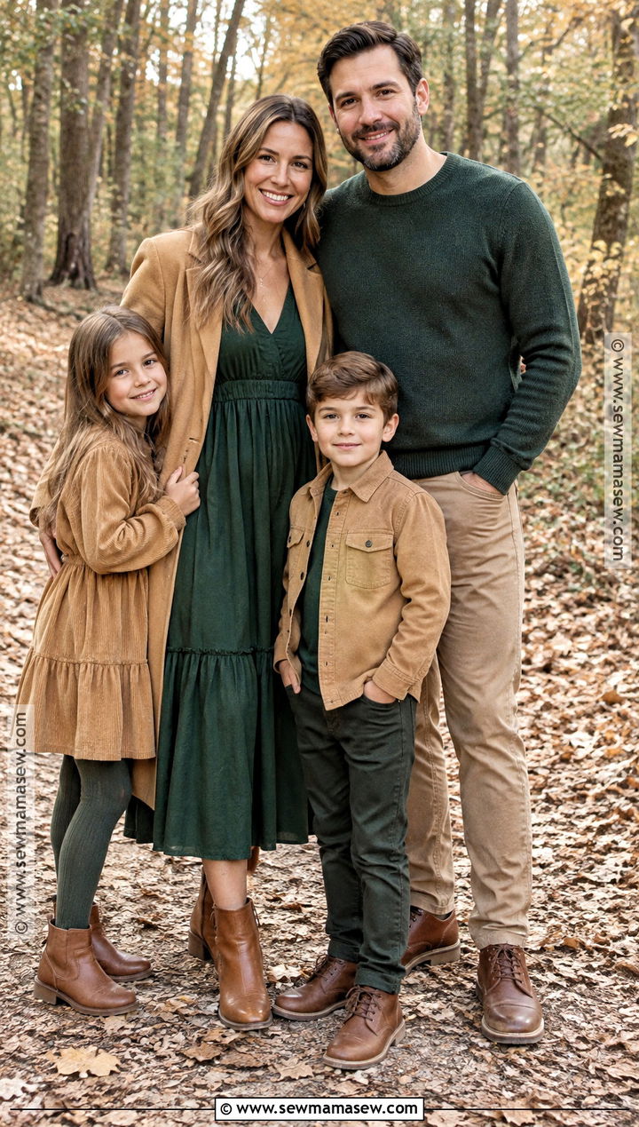 Forest Green And Tan Fall Family Picture Outfits - 15 Fall Clothing Ideas For Family Pictures