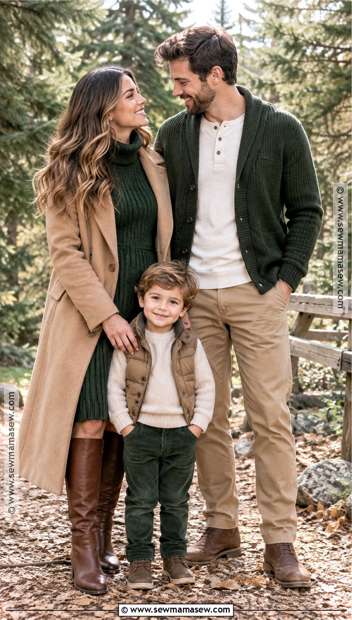 Forest Green And Tan Family Picture Outfit - 15 fall family of 3 pictures outfits