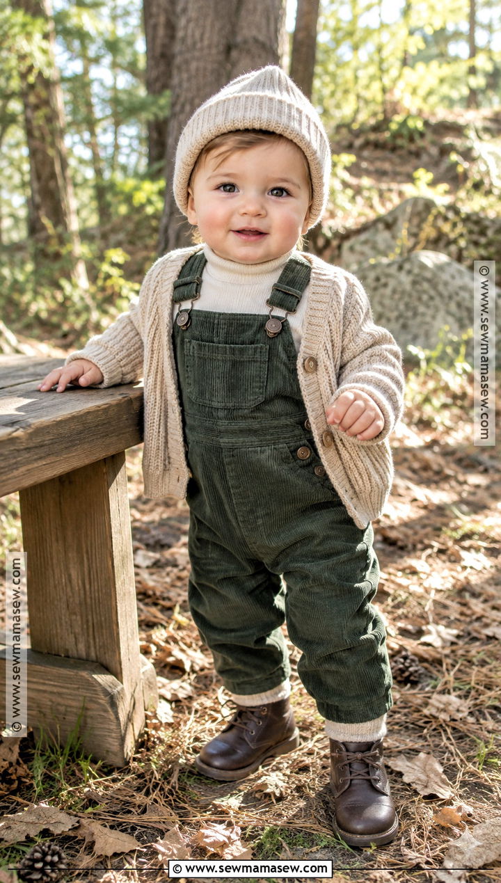 Forest Green Baby Boy Overalls With Turtleneck - 15 baby boy overalls outfit fall