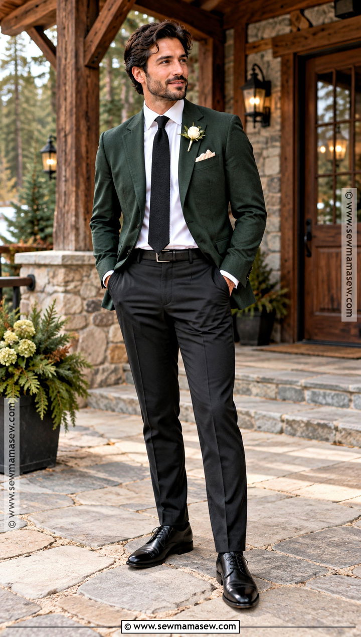 Forest Green Blazer Fall Groom Attire - 15 fall groom attire rustic ideas