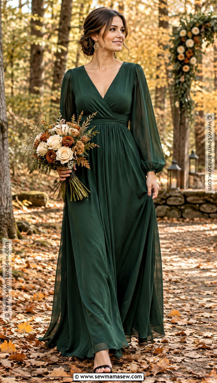 Forest Green Boho Bridesmaid Dress - 15 Fall Boho Bridesmaid Dress Ideas