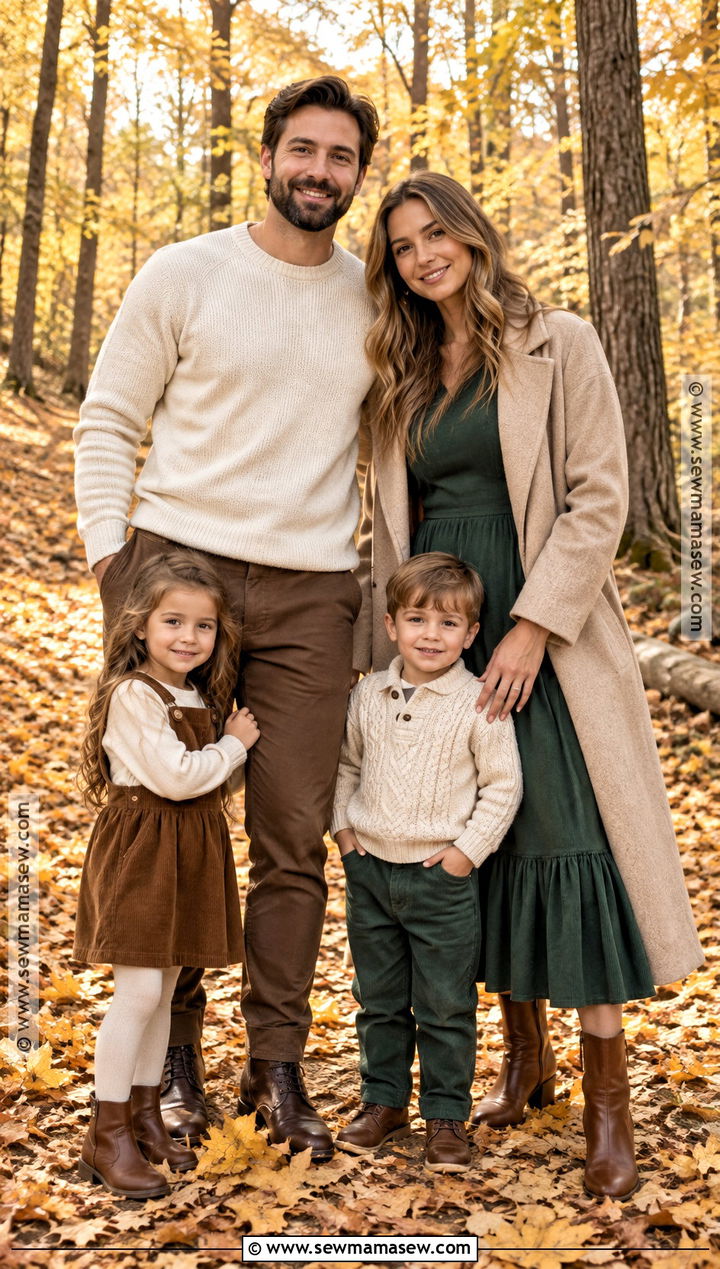 Forest Green Brown And Beige Fall Family Photo Outfits - 15 family photo outfit fall color schemes ideas