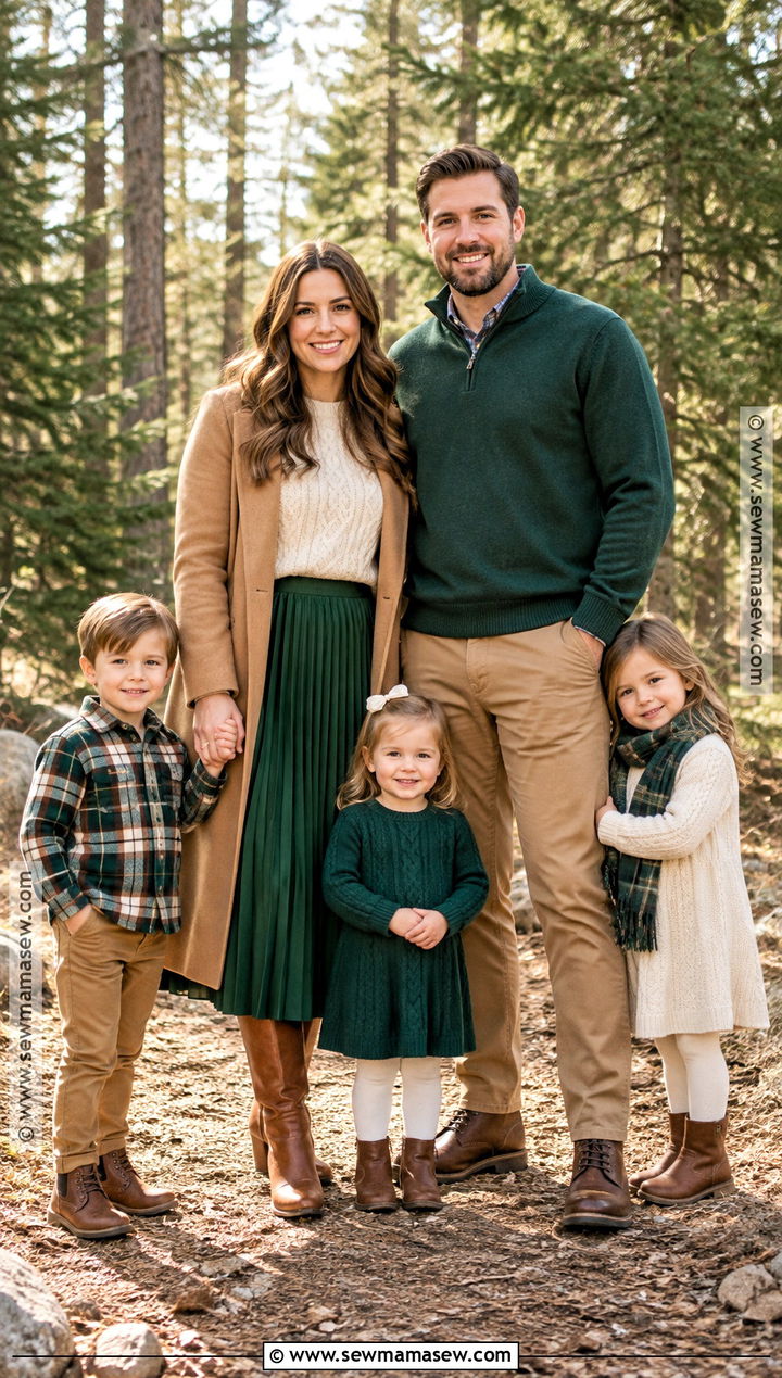 Forest Green Camel And Ivory Family Photo Outfits - 20 Family Photo Outfits Fall Color Schemes