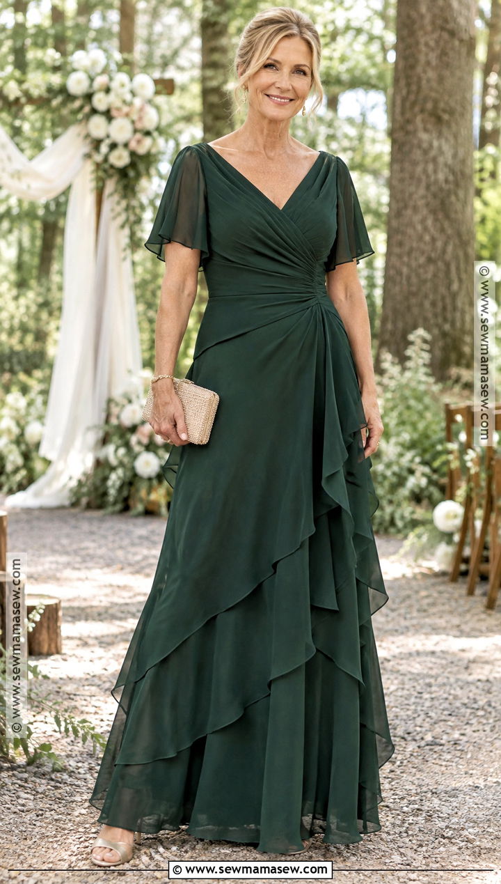 Forest Green Chiffon Mother Of The Bride Dress - 15 Fall Mother Of The Bride Dresses Bohemian