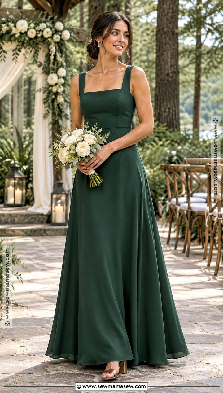 Forest Green Crepe Bridesmaid Dress - 15 Fall Tone Bridesmaid Dresses