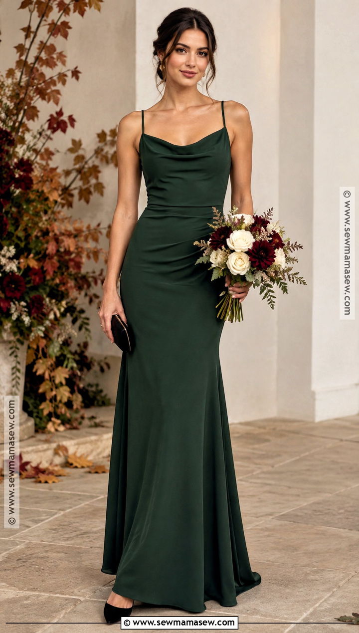 Forest Green Crepe Bridesmaid Dress - 20 bridesmaid dresses fall colors