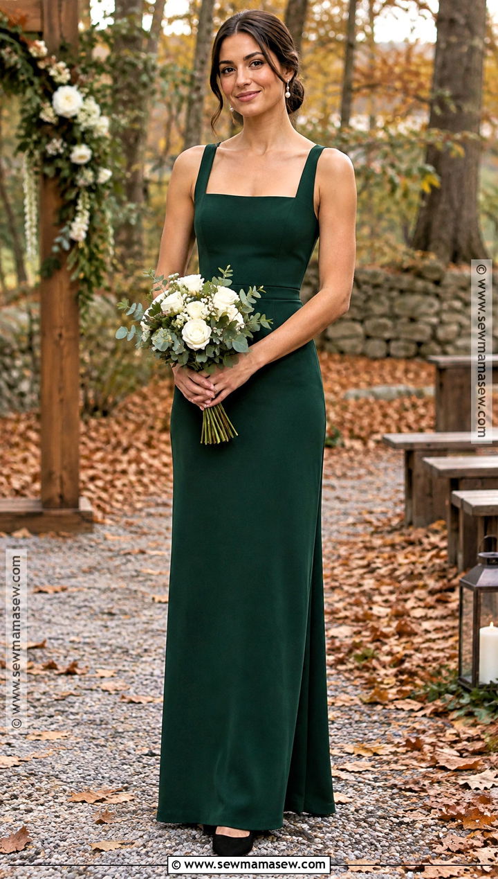 Forest Green Crepe Bridesmaid Dress - 20 fall color bridesmaid dresses