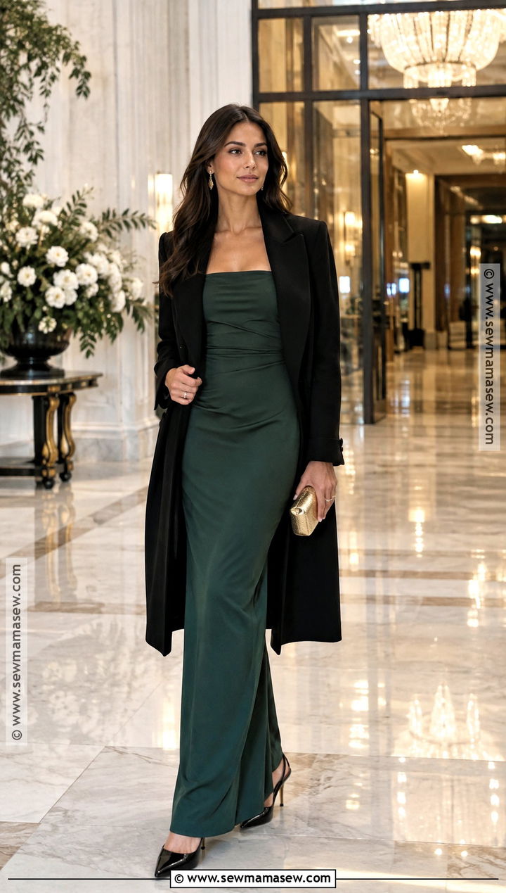 Forest Green Crepe Fall Wedding Guest Dress - 25 fall wedding guest dress october ideas