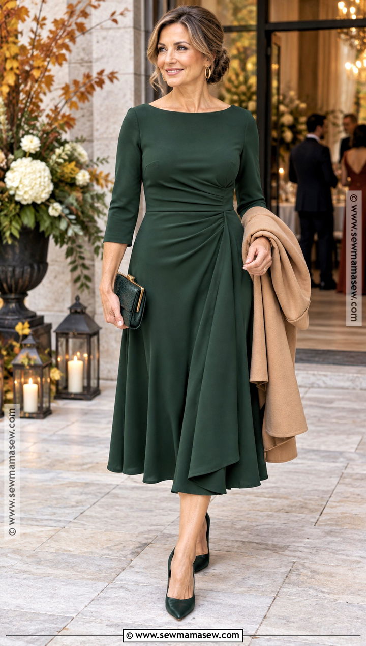 Forest Green Crepe Mother of the Groom Dress - 15 mother of the groom dresses fall