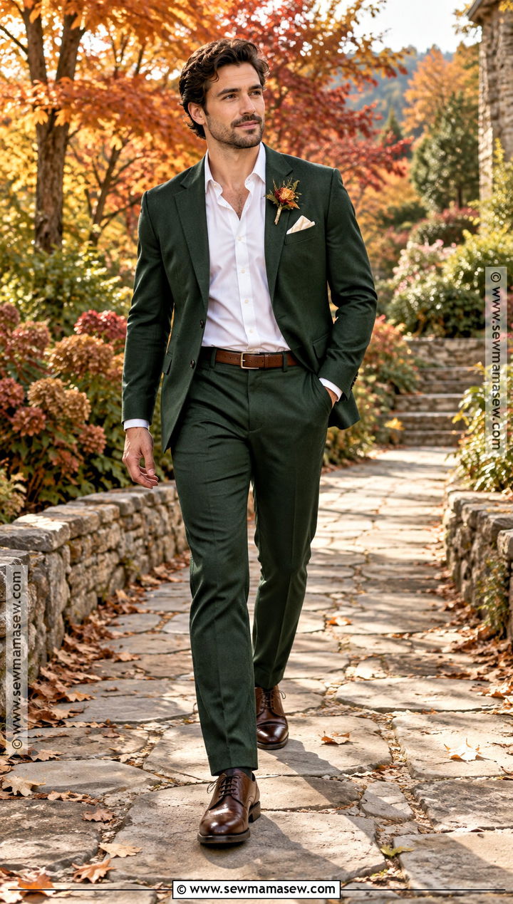 Forest Green Fall Groom Suit - 15 casual groom attire fall ideas