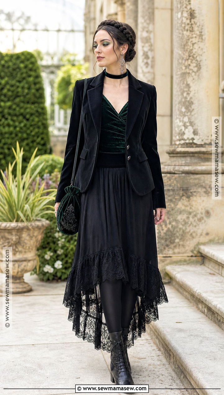 Forest Green Gothic Halloween Outfit - 30 Halloween Aesthetic Outfits