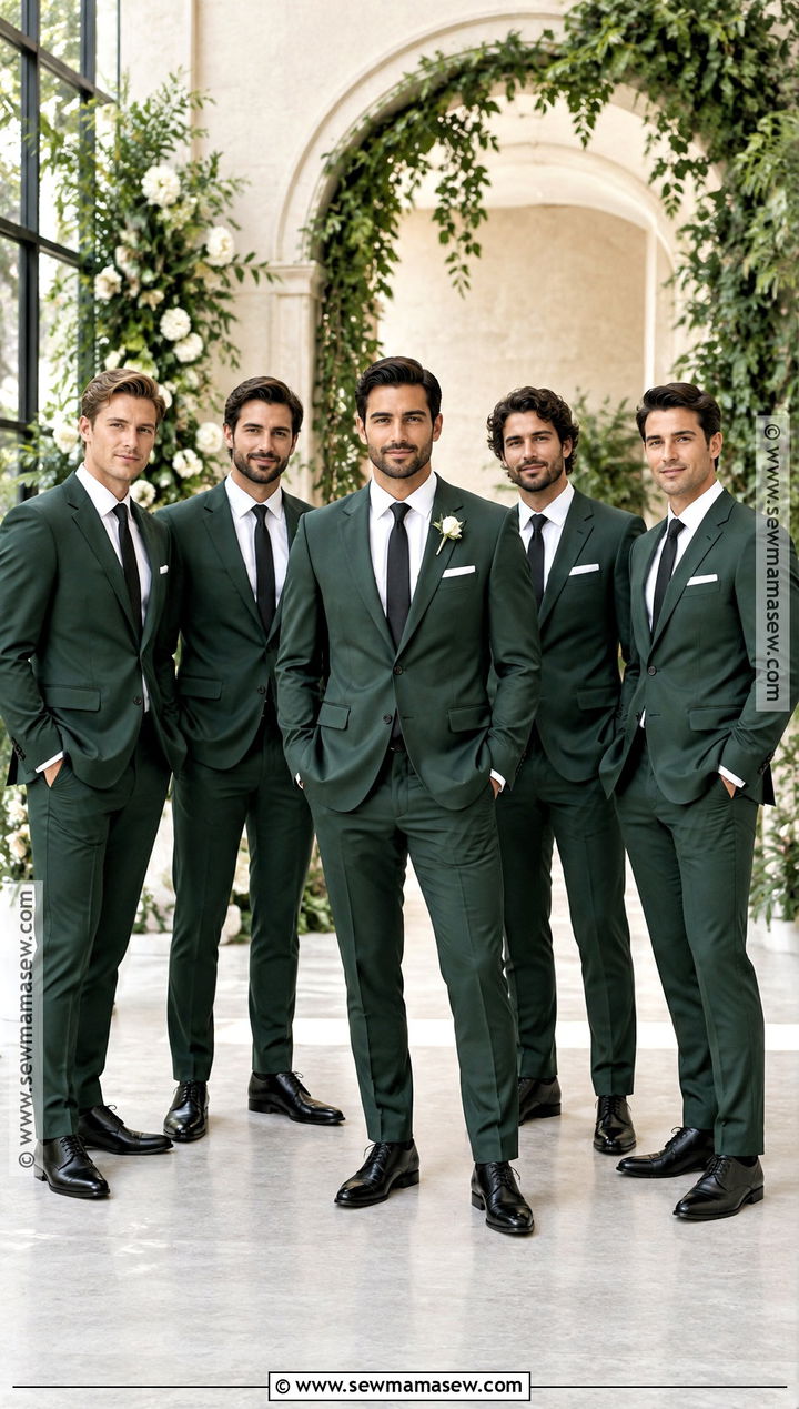 Forest Green Groomsmen Suit With Black Tie - 15 groomsmen attire fall wedding color combos