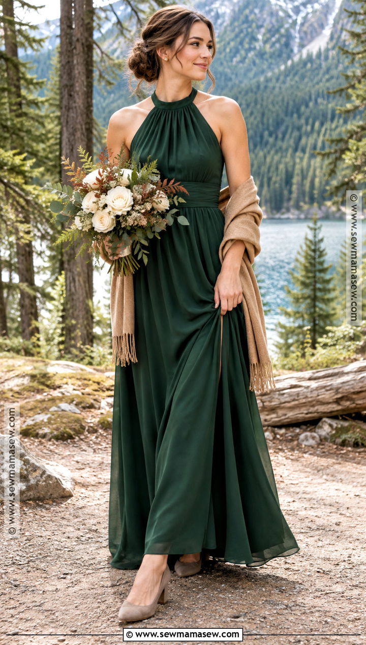 Forest Green Halter Bridesmaid Dress - 15 Fall Wedding Bridesmaid Dresses Rustic
